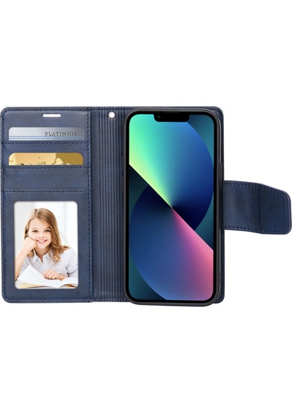 Apple iPhone 13 6.1 Inç Pu Deri Cüzdan Kılıfı 2'si 1 Arada Çıkarılabilir Manyetik Flip Stand Telefon Kapak Mavisi (Yurt Dışından) fiyatları