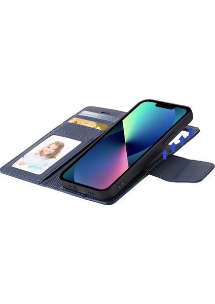 Apple iPhone 13 6.1 Inç Pu Deri Cüzdan Kılıfı 2'si 1 Arada Çıkarılabilir Manyetik Flip Stand Telefon Kapak Mavisi (Yurt Dışından) fırsatları