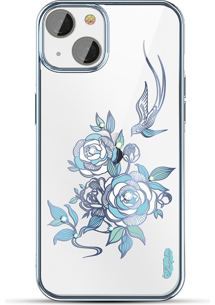 Apple iPhone 13 Telefon Kasası Için Çizik Anti-Cratch Telefon Kasası Şık Rhinestone Dekorasyon Elektroduator Koruyucu Kapak 6.1 Inç-Mavi (Yurt Dışından)