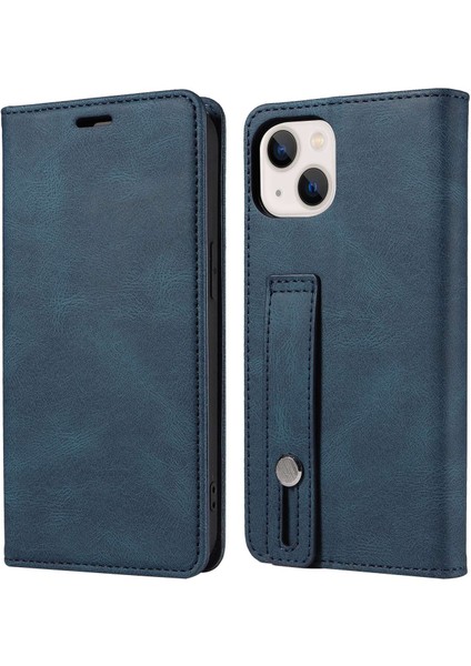 Apple iPhone 13 Telefon Kasası Için 6.1 Inç Anti-Fall Anti Anti Anti Conclu Flip Case, Kart Yuvaları Manyetik Pu Deri Deri Telefon Cüzdan Kapağı Standı Bileklik Mavisi (Yurt Dışından) fiyatları