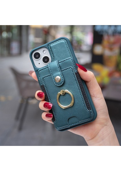 Apple iPhone 13 Telefon Kılıfı BF27 6.1 Inç/apple iPhone 14 Koruyucu Kılıf Yüzüğü Kickstand Card Tutucu Pu+Tpu Telefon Kapak Yeşili (Yurt Dışından) fiyatları