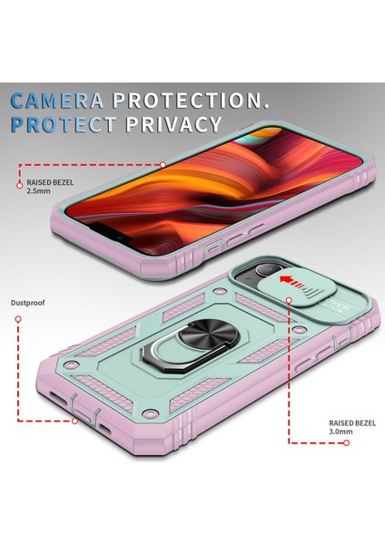 Apple iPhone 13 Telefon Kasası 6.1 Inç Dahili Kickstand Kamera Kapağı Kart Anti-Drop Pc+Tpu Cep Telefon Kılıfı Kart Pıhtısı Yeşil Pembeli (Yurt Dışından) fırsatları
