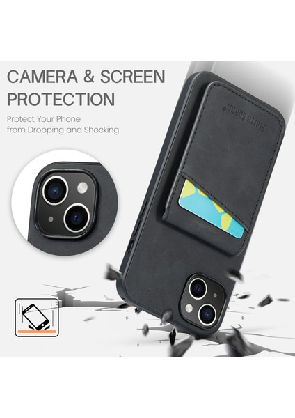 Apple iPhone 13 Rfıd Engelleme Pu Deri+Tpu Kickstand Cover-Black Için Kart Tutucu Telefon Kılıfı (Yurt Dışından) fırsatları