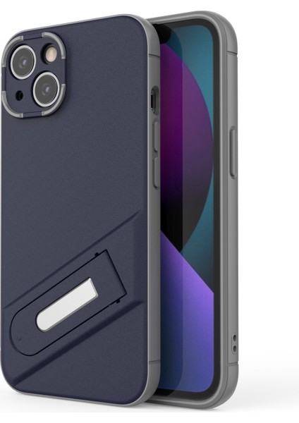 Apple iPhone 13 Telefon Kasası 6.1 Inç Pc+Tpu Telefon Kılıfı Yerleşik Kickstand Anti-Cratch Iyi Korumalı Telefon Kapağı-Dark Mavi (Yurt Dışından)