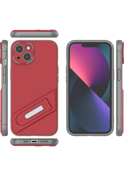 Apple iPhone 13 6.1 Inç Pc+Tpu Telefon Kılıfı Yerleşik Kickstand Anti-Cratch Iyi Korumalı Telefon Kapak-Kırmızısı (Yurt Dışından) modelleri