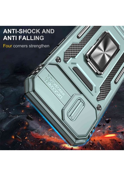 Apple iPhone 13 Telefon Kasası 6.1 Inç Halka Kickstand Anti-Fall Vaka Slayt Kamera Kapağı Pc+Tpu Cep Telefonu Koruyucu Kapak Yeşili (Yurt Dışından) fiyatları