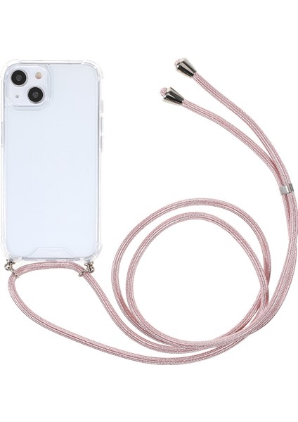 Apple iPhone 13 6.1 Inç-Rose Gold Için Tekstil Kireli ile Şeffaf Akrilik+Tpu Hibrit Telefon Kılıfı Kapak (Yurt Dışından)