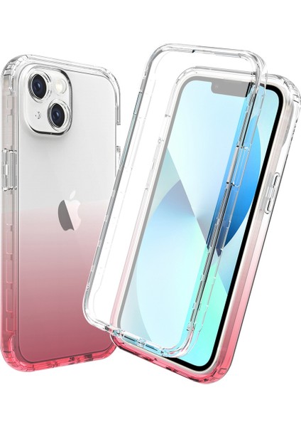 Apple iPhone 14 Telefon Kılıfı 6.1 Inç 3'ü 1 Arada Hibrit Pc+Tpu Her Şey Dahil Koruma Kapağı Gradient Anti-Sracratch Anti Tele Kılıfı (Yurt Dışından)