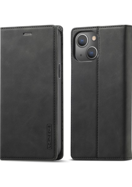 Lc Güçlü Manyetik Çok Yolda Koruma Pu Deri Deri Cüzdan Telefon Kılıfı Apple iPhone 13 6.1 Inç-Black (Yurt Dışından)