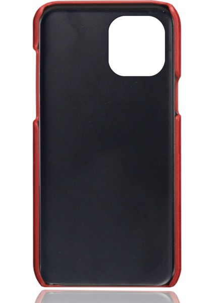 Apple iPhone 13 6.1 Inç Yumuşak Touch Pu Deri Kaplamalı Sert Pc Kapağı Çift Kart Yuvaları-Kırmızı (Yurt Dışından) fırsatları