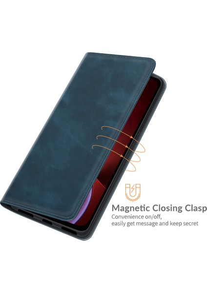 Cilt Touch Cüzdan Standı Kapak Manyetik Otomatik Absorlanmış Deri Telefon Kılıfı Apple iPhone 13 6.1 Inç-Mavi (Yurt Dışından) modelleri