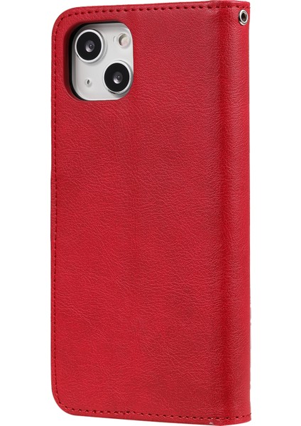 Apple iPhone 13 Telefon Kasası Için Çıkarılabilir 2'si 1 Arada Tasarım Cüzdanı Tasarım Pu Deri+Tpu Telefon Kapak Kılıfı 6.1 Inç-Kırmızı (Yurt Dışından) modelleri