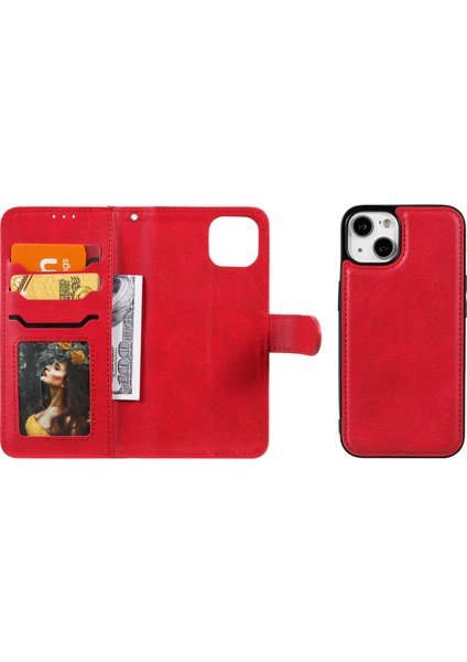 Apple iPhone 13 Telefon Kasası Için Çıkarılabilir 2'si 1 Arada Tasarım Cüzdanı Tasarım Pu Deri+Tpu Telefon Kapak Kılıfı 6.1 Inç-Kırmızı (Yurt Dışından) fırsatları