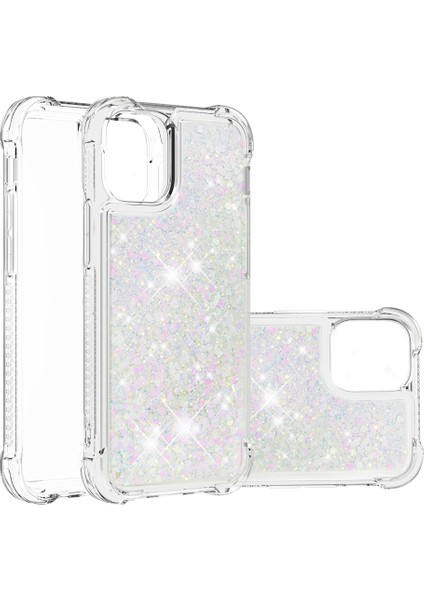 Apple iPhone 13 Telefon Kasası Için Lüks Moda Tasarımı Hareketli Parlak ve Parıltı Glitterclear Yumuşak Tpuprotektif Kasa Kapak 6.1 Inç Parlak Kalpler (Yurt Dışından)