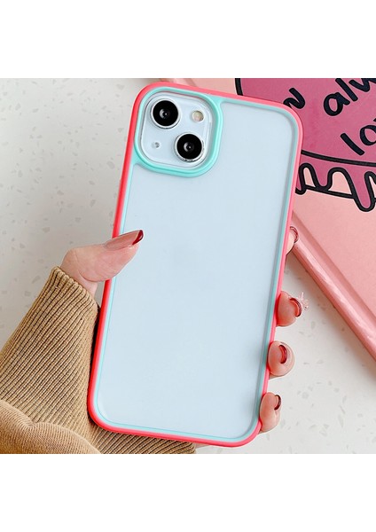 Bi-Renk Edge Akrilik Arka Panel+Tpu Tampon Apple iPhone 13 Için Şeffaf Telefon Kılıfı Kabuğu 6.1 Inç-Rose (Yurt Dışından)