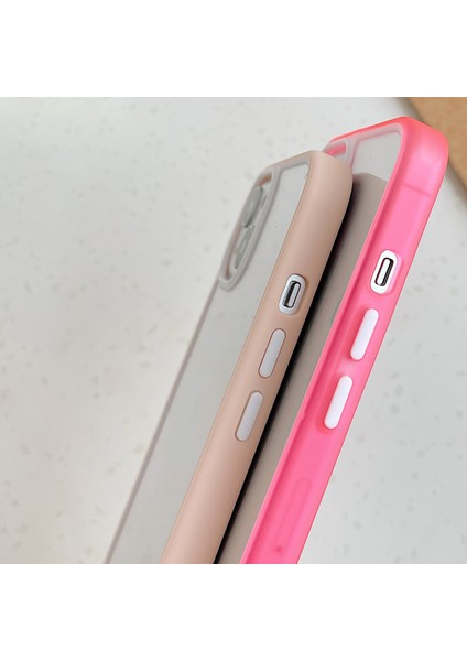 Bi-Renk Edge Akrilik Arka Panel+Tpu Tampon Apple iPhone 13 Için Şeffaf Telefon Kılıfı Kabuğu 6.1 Inç-Rose (Yurt Dışından)