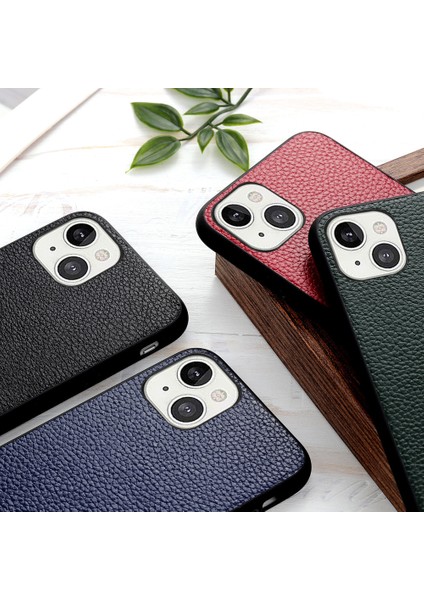 Litchi Skin Pc+Tpu Combo Apple iPhone 13 Için Orijinal Deri Kaplı Arka Kabuk 6.1 Inç-Kırmızı (Yurt Dışından) fiyatları