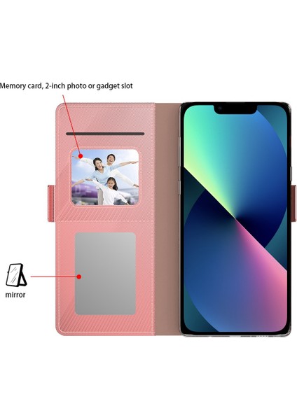 Apple iPhone 13 Telefon Kasası 6.1 Inç Makyaj Aynası Kartı Yuvalı Pu Deri+Tpu Manyetik Kapanma Tam Olarak Koruma Telefonu Kapak-Gül Altın (Yurt Dışından) fırsatları