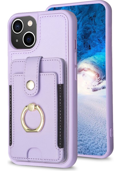 Apple iPhone 13 Telefon Kılıfı BF27 6.1 Inç/apple iPhone 14 Koruyucu Koruyucu Koruyucu Koruyucu Kickstand Card Tutucu Pu+Tpu Telefon Kapak-Morası (Yurt Dışından) fiyatları
