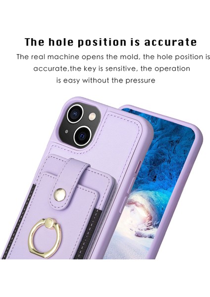 Apple iPhone 13 Telefon Kılıfı BF27 6.1 Inç/apple iPhone 14 Koruyucu Koruyucu Koruyucu Koruyucu Kickstand Card Tutucu Pu+Tpu Telefon Kapak-Morası (Yurt Dışından) modelleri