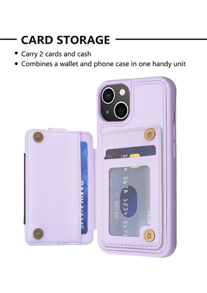 Apple iPhone 13 Telefon Kılıfı BF27 6.1 Inç/apple iPhone 14 Koruyucu Koruyucu Koruyucu Koruyucu Kickstand Card Tutucu Pu+Tpu Telefon Kapak-Morası (Yurt Dışından) fırsatları