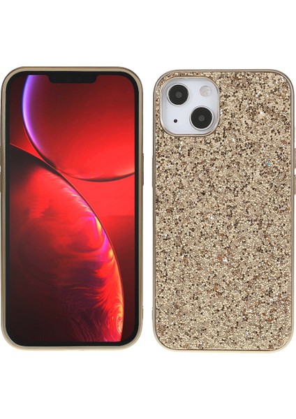 Apple iPhone 13 Telefon Kasası Parıltı Bling Tpu Elektro-Örtüşme Kenarı+Sert Bilgisayar Geri Çizme Önleyici Hafif Telefon Kılıfı 6.1 Inç-Altın (Yurt Dışından)