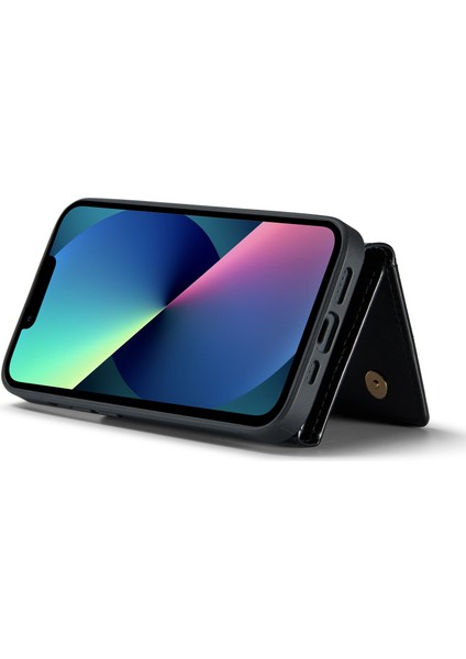 Apple iPhone 13 Telefon Kılıfı Manyetik Telefon Kapağı 6.1 Inç Anti-Drop 2'si 1 Arada Parçalanabilir Fermuarlı Cüzdan Telefon Kılıf Kickstand-Black (Yurt Dışından) modelleri