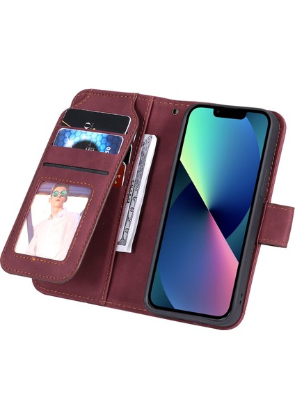 Apple iPhone 13 Telefon Kasası 6.1 Inç Şok Geçirmez Telefon Kasası, Birden Fazla Kart Yuvası ve Nakit Cep Kırmızısı ile Baskılı Pu Deri Standı Kapağı (Yurt Dışından) fiyatları