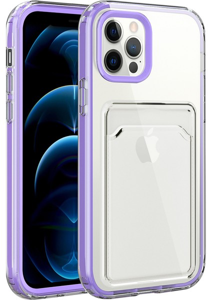 Apple iPhone 13 Telefon Kasası Anti-Fall Tpu+Pc Çift Katmanlar Şok Geçirmez Kart Tutucu 6.1 Inç-Morlu Açık Telefon Kasası (Yurt Dışından)