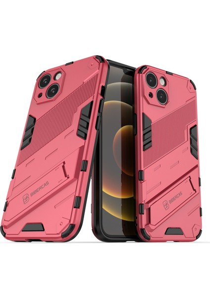 Kickstand Hibrid Çift Katman Sert Pc Yumuşak Tpu Şok Geçirmez Koruyucu Kasa Apple iPhone 13 6.1 Inç-Rose Için (Yurt Dışından)