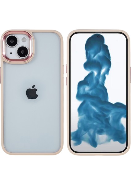 Apple iPhone 14 Telefon Kasası 6.1 Inç Şok Geçirmez Pc+Tpu Kapak Metal Kamera Lens Çerçeve Metal Düğmeleri Cep Telefonu Kılıf Pembe (Yurt Dışından)
