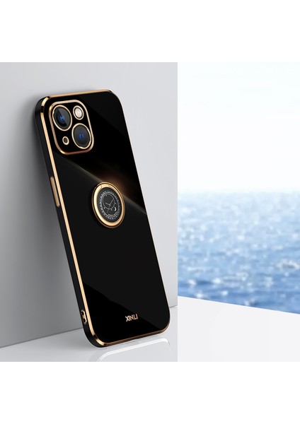 Apple iPhone 13 6.1 Inç Yüzük Kickstand Yumuşak Tpu Geri Kabuk Elektrapan Altın Kenar Kılıf Kapak Black (Yurt Dışından) fırsatları