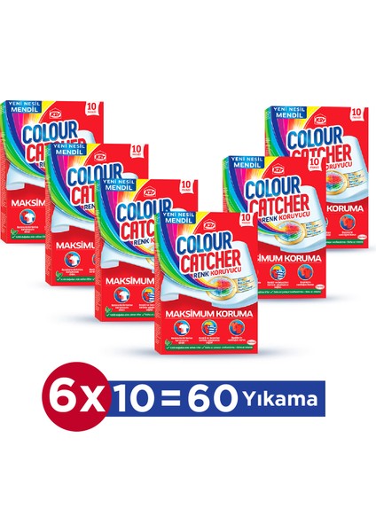 K2r Renk Koruyucu Mendil 6 x 10'lu Paket (60 Yıkama)