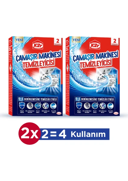 K2r Çamaşır Makinesi Temizleyicisi 2'li Set (4 Kullanım)