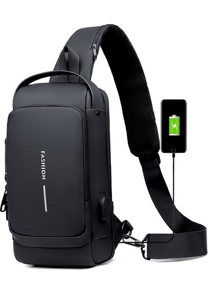 Göğüs Çantası Erkek Gelgit Marka Crossbody Çanta Sıçramaya Dayanıklı Oxford Kumaş Omuz Çantası Şifre Kilidi Spor Rahat Sırt Çantası (Yurt Dışından)