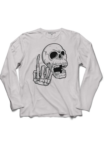 Fear You Skull Kuru Kafa Uzun Kollu Tişört