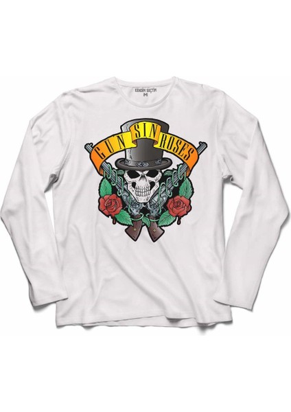 Guns N And Roses Gun Gül ve Kan Tabanca 2 Uzun Kollu Tişört