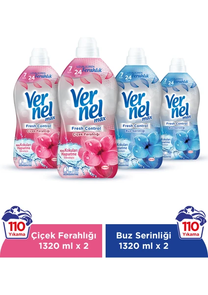 Max Fresh Control Çiçek Ferahlığı 2x1.32L & Vernel Max Fresh Control Buz Serinliği 2x1.32L