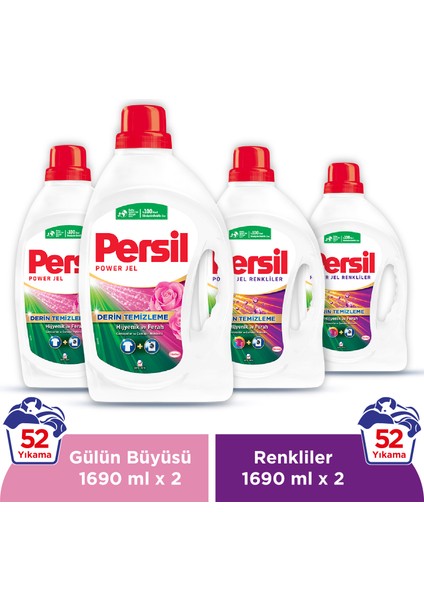 Gülün Büyüsü Sıvı Çamaşır Deterjanı 26 Yıkama x 2 adet + Persil Color Jel Deterjan 26 yıkama x 4 adet