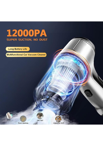 120W Taşınabilir Mini Araç Süpürgesi - Gümüş (Yurt Dışından) fırsatları