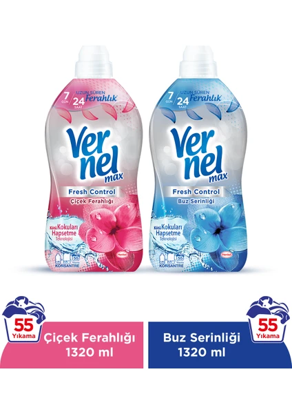 Max Fresh Control Çiçek Ferahlığı 1.32L & Vernel Max Fresh Control Buz Serinliği 1.32L (2'li Set)