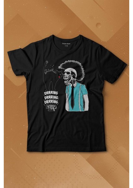 Mohikan Adam Kara Kedi Nostalji Telefon Zili Baskılı Tişört Çocuk T-Shirt