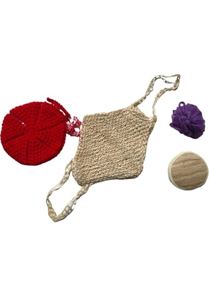 Örgü Lif Kendir Lif Küçük Kabak Lif File Top Lif Bora 4 Adet Set Duş