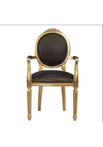 Sandalye ST Zus037 Çizgili Madalyon Model Tam Kolçak Gold Örgü Kumaş Parlak Gold