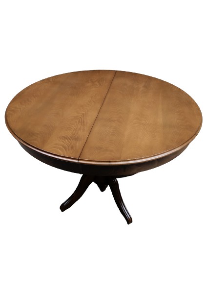 Masa Baba Ayak Klasik Kayın Kaplama Mdf Tabla Ihlamur Ayak Ceviz Boya 110CM Açılır