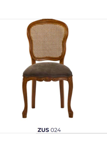 Sandalye ST Zus024 HASIR SIRT Model Kayın Oymalı Çizgili Ayak Kahverengi Döşeme