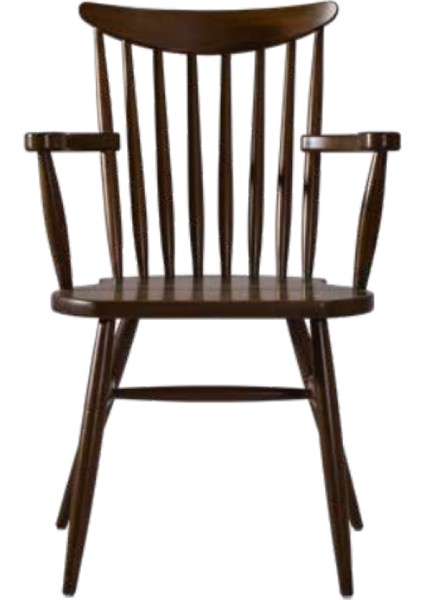 Sandalye Zus196 Çıtalı Sırtlık Model Tam Kolçak Ahşap Kayın Ayak Parlak Ceviz Boya El Yapım