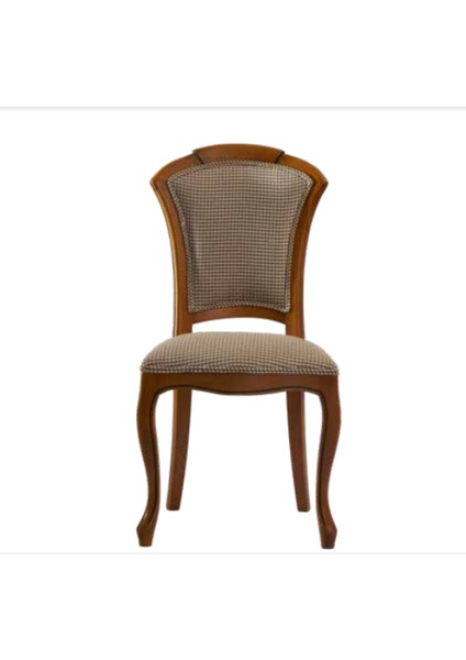 Sandalye ST Zus025 Oval Sırtlık Model Kayın Çizgi Ayak Kareli Kumaş Parlak CeviZ