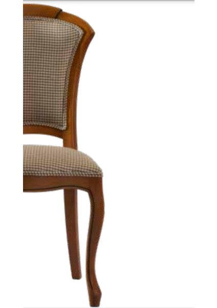 Sandalye ST Zus025 Oval Sırtlık Model Kayın Çizgi Ayak Kareli Kumaş Parlak CeviZ