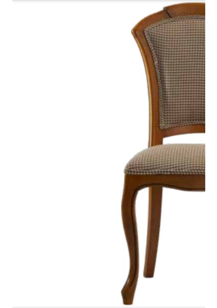 Sandalye ST Zus025 Oval Sırtlık Model Kayın Çizgi Ayak Kareli Kumaş Parlak CeviZ